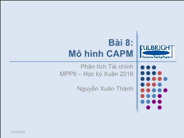 Bài giảng Phân tích Tài chính - Bài 8: Mô hình CAPM