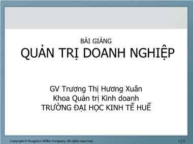 Bài giảng Quản trị doanh nghiệp - Trương Thị Hương Xuân