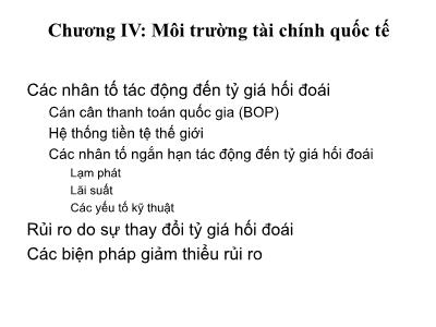 Bài giảng Quản trị kinh doanh quốc tế - Chương 4: Môi trường tài chính quốc tế