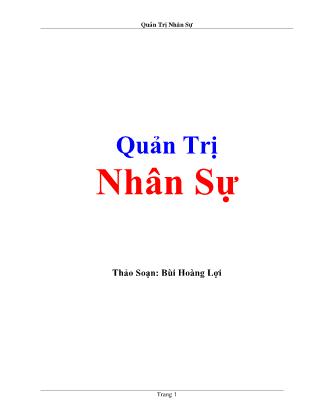 Bài giảng Quản trị nhân sự - Bùi Hoàng Lợi