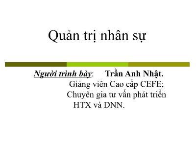 Bài giảng Quản trị nhân sự - Trần Anh Nhật