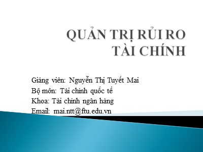 Bài giảng Quản trị rủi ro tài chính - Nguyễn Thị Tuyết Mai