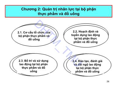 Bài giảng Quản trị thực phẩm và đồ uống (Food & Beverage Management) -  Chương 2: Quản trị nhân lực tại bộ phận thực phẩm và đồ uống