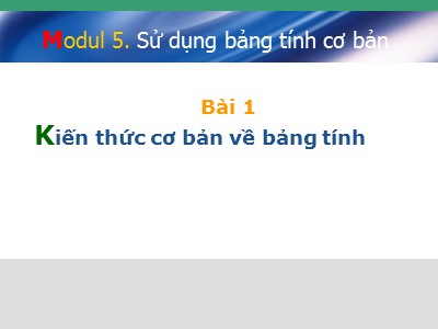 Bài giảng Sử dụng bảng tính cơ bản - Bài 1+2: Kiến thức cơ bản vầ bảng tính và Sử dụng phần mềm bảng tính MS-Excel 2010