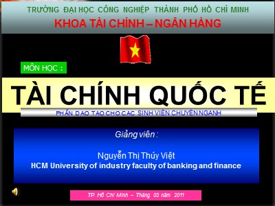 Bài giảng Tài chính quốc tế - Nguyễn Thị Thúy Việt