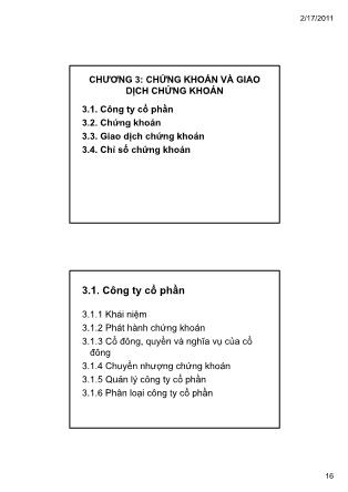 Bài giảng Thị trường chứng khoán - Chương 3: Chứng khoán và giao dịch chứng khoán - TS. Nguyễn Thị Bích Loan