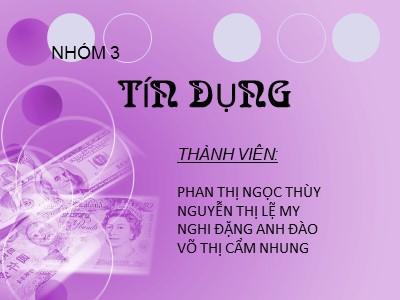 Bài giảng Tín dụng