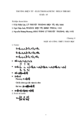 Bài giảng Trường điện từ (Electromagnetic Field Theory)