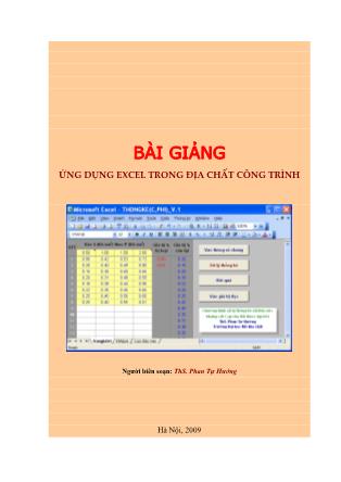 Bài giảng Ứng dụng Excel trong địa chất công trình - ThS. Phan Tự Hướng