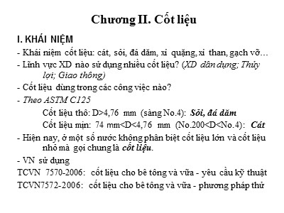 Bài giảng Vật liệu Xây dựng - Chương II: Cốt liệu - TS. Nguyễn Quang Phú