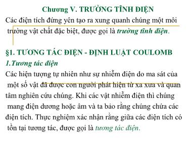 Bài giảng Vật lý đại cương A1 - Chương V: Trường tĩnh điện