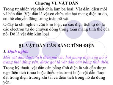 Bài giảng Vật lý đại cương A1 - Chương VI: Vật dẫn