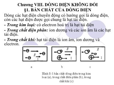 Bài giảng Vật lý đại cương A1 - Chương VIII: Dòng điện không đổi