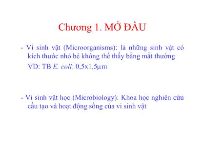 Bài giảng Vi sinh thực phẩm - Chương 1:  Mở đầu