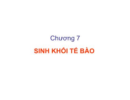 Bài giảng Vi sinh thực phẩm - Chương 7: Sinh khối tế bào