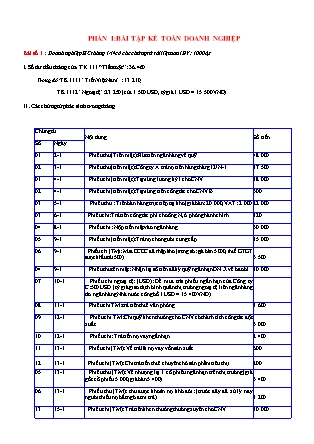 Bài tập Kế toán mỗi loại hình doanh nghiệp