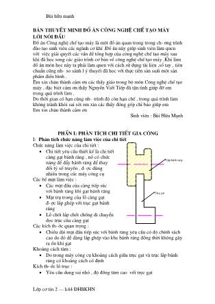 Bản thuyết minh Đồ án công nghệ chế tạo máy - Bùi Hữu Mạnh