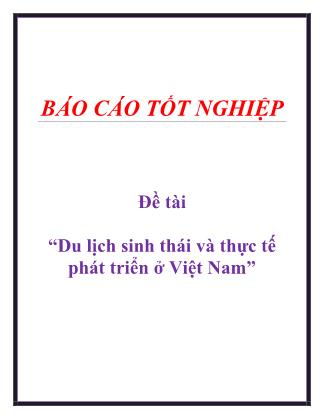 Báo cáo Du lịch sinh thái và thực tế phát triển ở Việt Nam