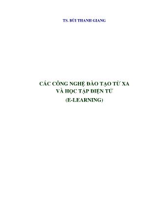 Các công nghệ đào tạo từ xa và học tập điện tử (E-Learning)