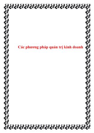 Các phương pháp quản trị kinh doanh