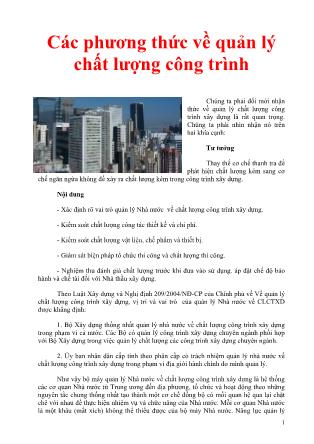 Các phương thức về quản lý chất lượng công trình