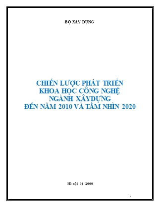 Chiến lược phát triển khoa học công nghệ ngành xây dựng đến năm 2010 và tầm nhìn 2020