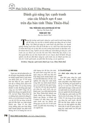 Đánh giá năng lực cạnh tranh của các khách sạn 4 sao trên địa bàn tỉnh Thừa Thiên-Huế