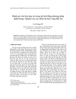 Đánh giá văn hóa ứng xử trong du lịch bằng phương pháp định lượng: Nghiên cứu các điểm du lịch vùng Bắc bộ