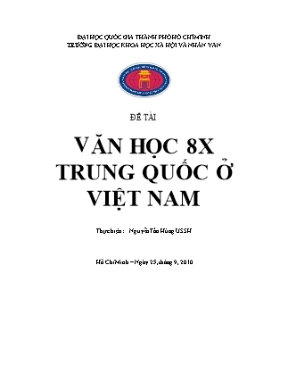 Đề tài Văn học 8x Trung Quốc ở Việt Nam