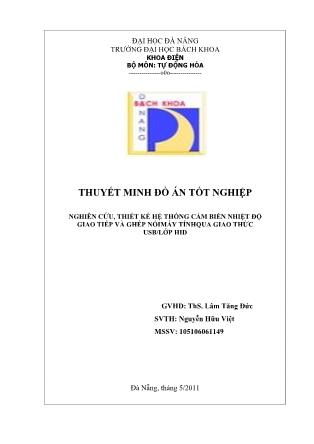 Đồ án Nghiên cứu, thiết kế hệ thống cảm biến nhiệt độ giao tiếp và ghép nối máy tính qua giao thức USB/lớp HID