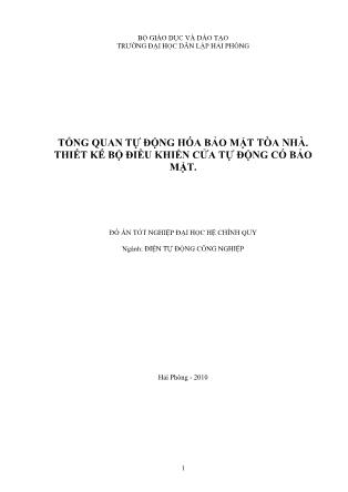 Đồ án Tổng quan tự động hóa bảo mật tòa nhà thiết kế bộ điều khiển cửa tự động có bảo mật