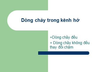 Dòng chảy trong kênh hở