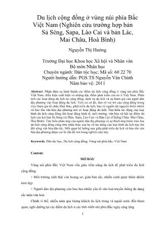 Du lịch cộng đồng ở vùng núi phía Bắc Việt Nam (Nghiên cứu trƣờng hợp bản Sả Séng, Sapa, Lào Cai và bản Lác, Mai Châu, Hoà Bình)