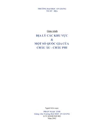 Giáo trình Địa lý các khu vực & một số quốc gia của châu Âu-châu Phi - Phần I: Địa lý châu Âu