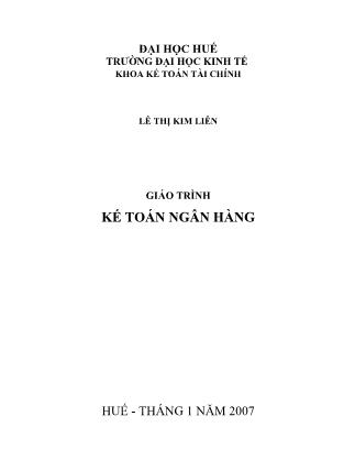 Giáo trình Kế toán ngân hàng - Lê Thị Kim Liên