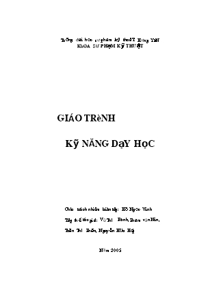 Giáo trình Kỹ năng dạy học