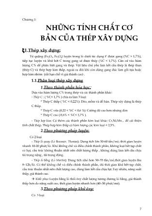 Giáo trình môn Kết cấu thép - Chương 1: Những tính chất cơ bản của thép xây dựng