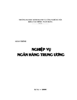 Giáo trình Nghiệp vụ ngân hàng trung ương - PGS.TS Mai Văn Bạn