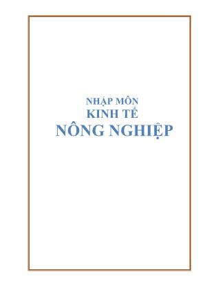 Giáo trình Nhập môn kinh tế nông nghiệp