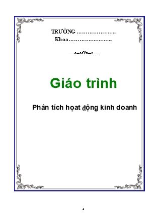 Giáo trình Phân tích họat động kinh doanh