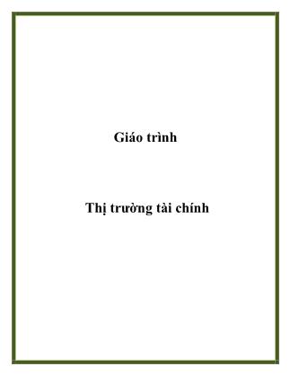 Giáo trình Thị trường tài chính