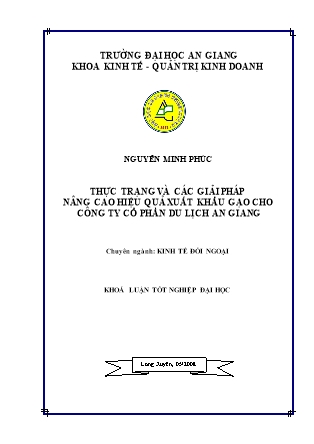 Khóa luận Thực trạng và các giải pháp nâng cao hiệu quả xuất khẩu gạo cho công ty cổ phần du lịch An Giang