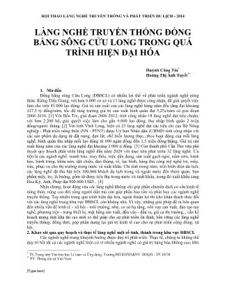 Làng nghề truyền thống đồng bằng sông Cửu Long trong quá trình hiện đại hóa