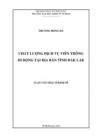 Luận văn Chất lượng dịch vụ viễn thông di động tại địa bàn tỉnh Đắk Lắk