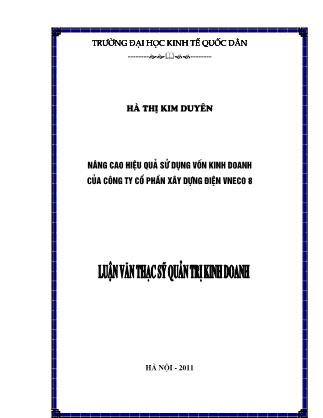 Luận văn Nâng cao hiệu quả sử dụng vốn kinh doanh của Công ty Cổ phần xây dựng điện VNECO 8