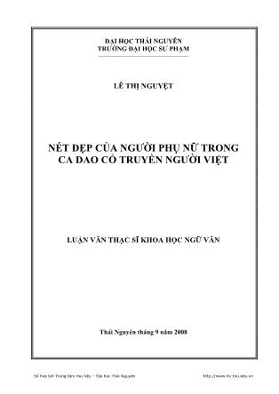 Luận văn Nét đẹp của người phụ nữ trong ca dao cổ truyền người Việt