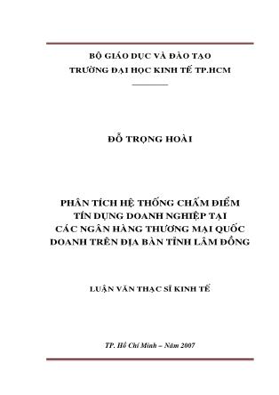 Luận văn Phân tích hệ thống chấm điểm tín dụng doanh nghiệp tại các ngân hàng thương mại quốc doanh trên địa bàn tỉnh Lâm Đồng