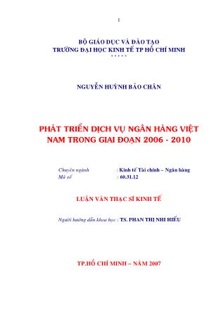 Luận văn Phát triển dịch vụ ngân hàng Việt Nam trong giai đọan 2006 - 2010