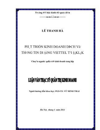 Luận văn Phát triển kinh doanh dịch vụ thông tin di động Viettel tại ĐăkLăk