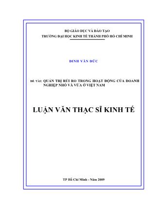 Luận văn Quản trị rủi ro trong hoạt động của doanh nghiệp nhỏ và vừa ở Việt Nam